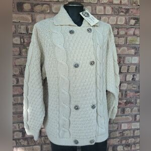 NWT INIS Crafts Wool Fisherman's Sweater Men's Women's Cardigan England New